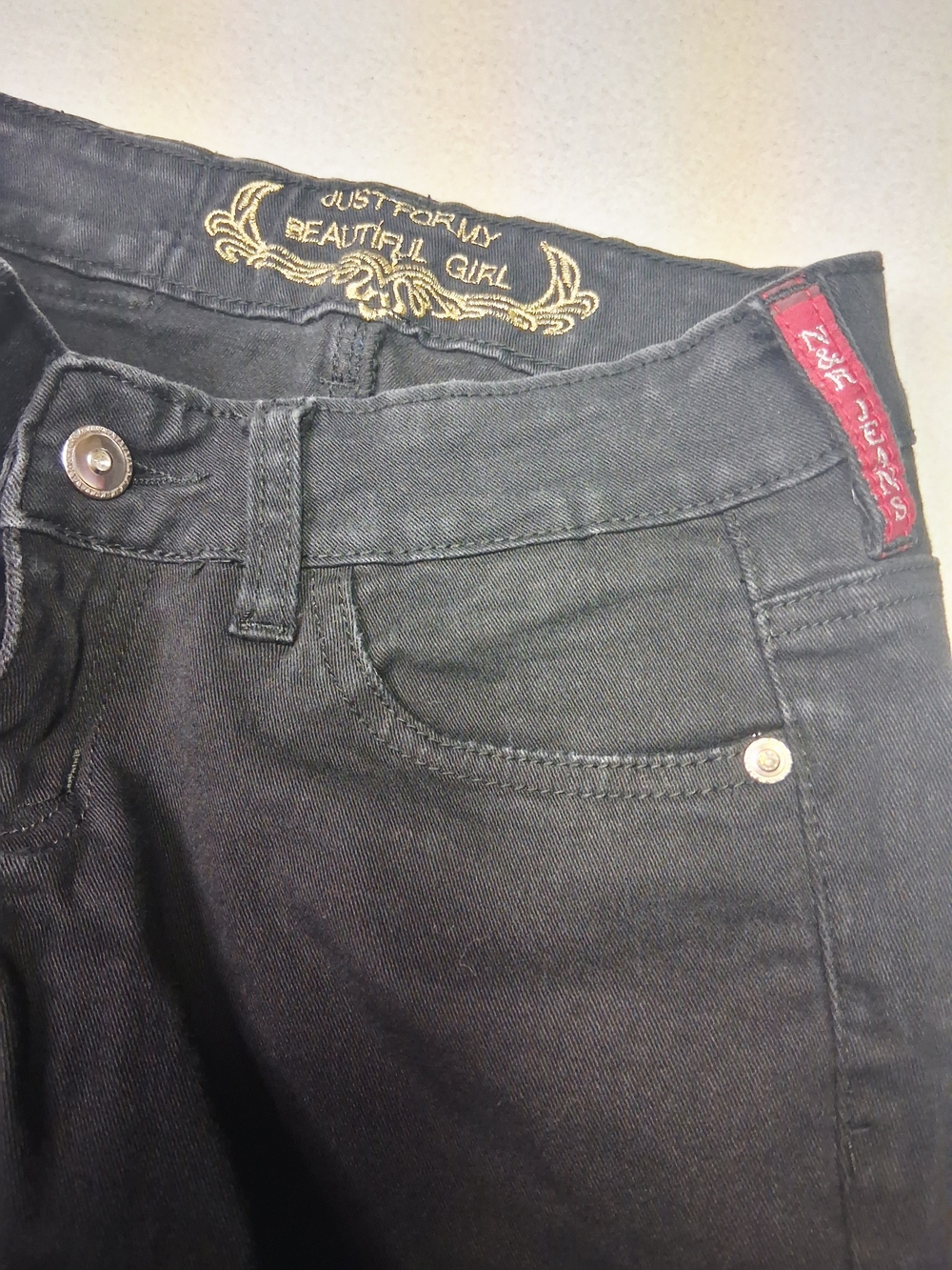 Just For My Beautiful Girl Black Pants with Zipper Bottoms - Picture 5 of 9